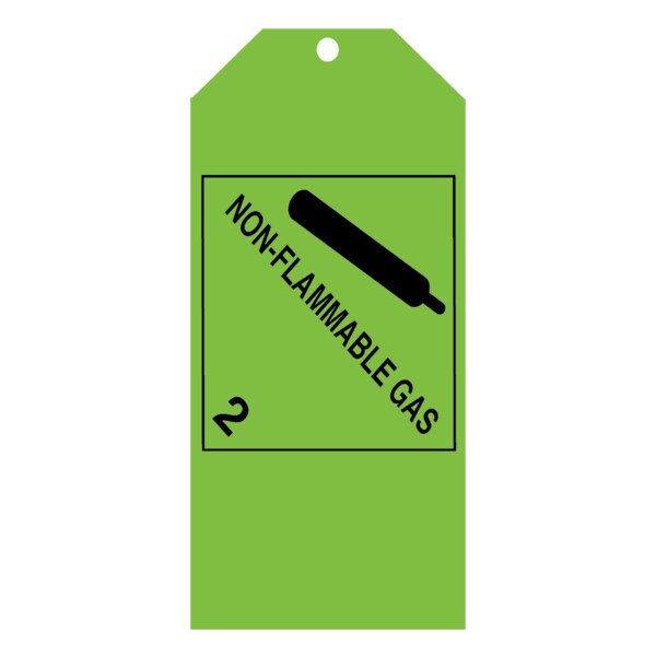 Tag, "Non-Flammable Gas" 6-1/4" x 4" Green w/Black